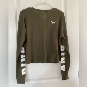 Olive Green VS Pink waffle shirt